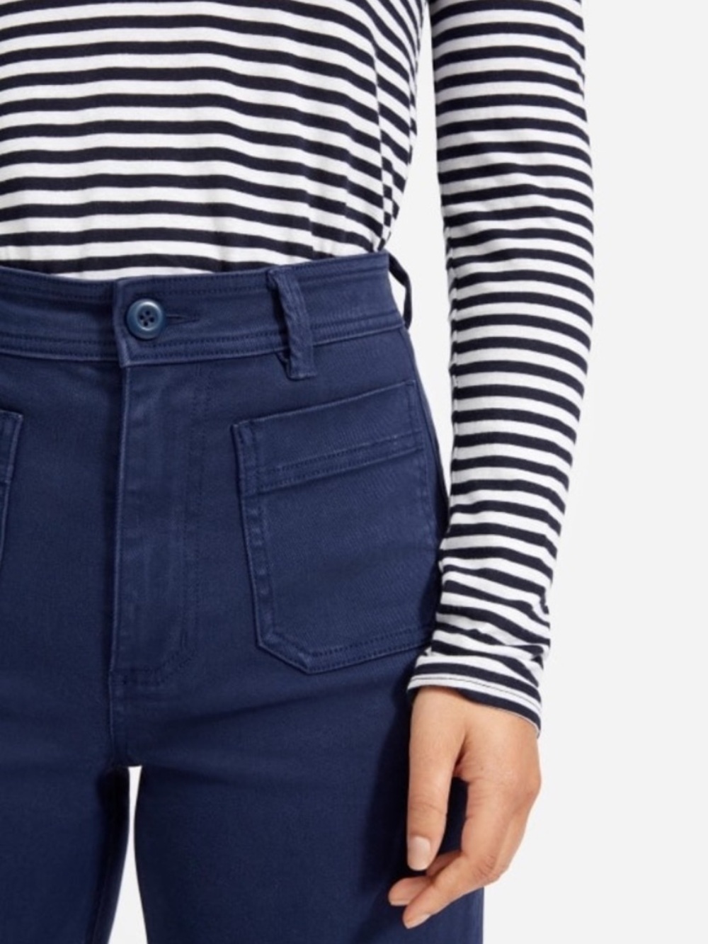EVERLANE Wide Leg Crop Chino Dark Blue Denim Jeans Size 12 - Picture 5 of 8